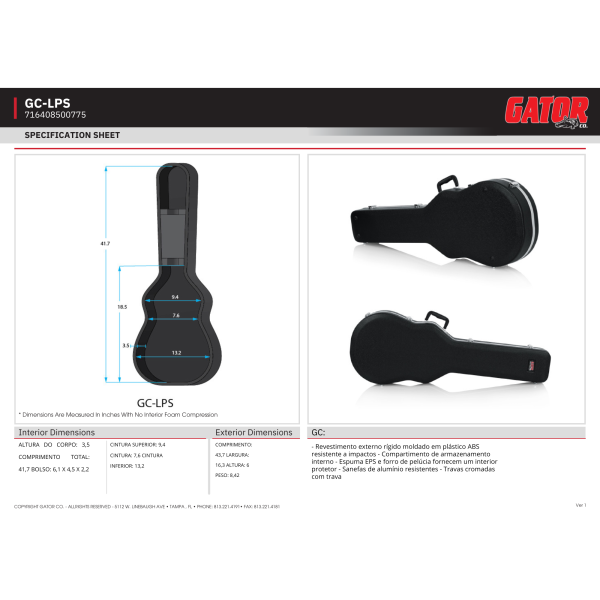 Case Guitarra Gator Les Paul GC Lps - Imagem 6