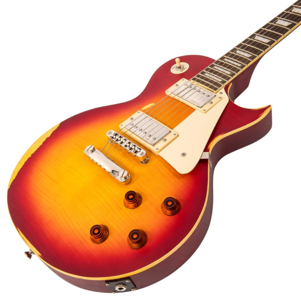 Guitarra Vintage Icon V100MRCS Distressed Lp Cherry Sumburst - Imagem 8