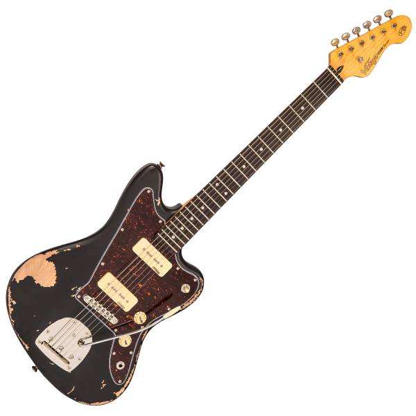 Guitarra Vintage Icon V65VMRBK Vibrato Jaguar - Black - Imagem 2