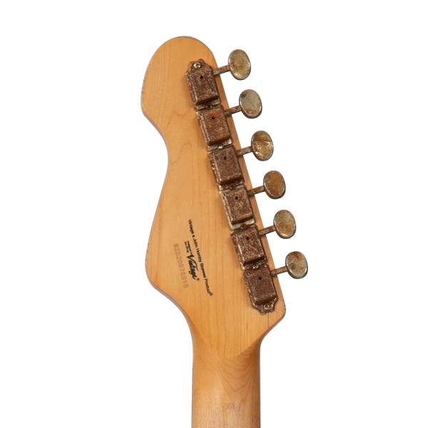 Guitarra Vintage Icon V6MRVW STR Destressed White On Sunburst - Imagem 4