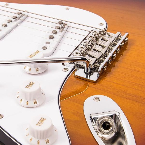 Guitarra Vintage Reissued LV6SSB Strato Canhoto Sunburst - Imagem 5