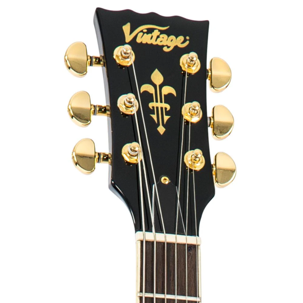 Guitarra Vintage Reissued V 100 PBB LP 2W90 Gold Hard Gloss Black - Imagem 8