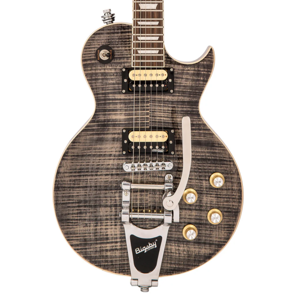 Guitarra Vintage Reissued V 100 BLB With Bigsby Flamed Thru Black - Imagem 5