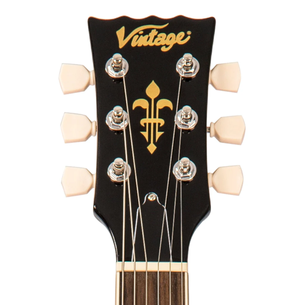 Guitarra Vintage Reissued V 100 BLB With Bigsby Flamed Thru Black - Imagem 7
