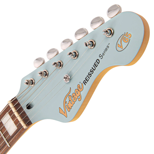 Guitarra Vintage Reissued V65HBL Jaguar Hardtail Satin Blue - Imagem 10