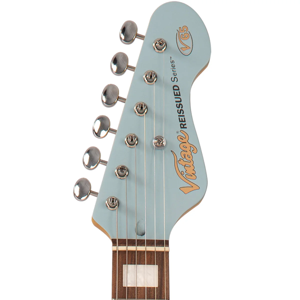 Guitarra Vintage Reissued V65HBL Jaguar Hardtail Satin Blue - Imagem 4