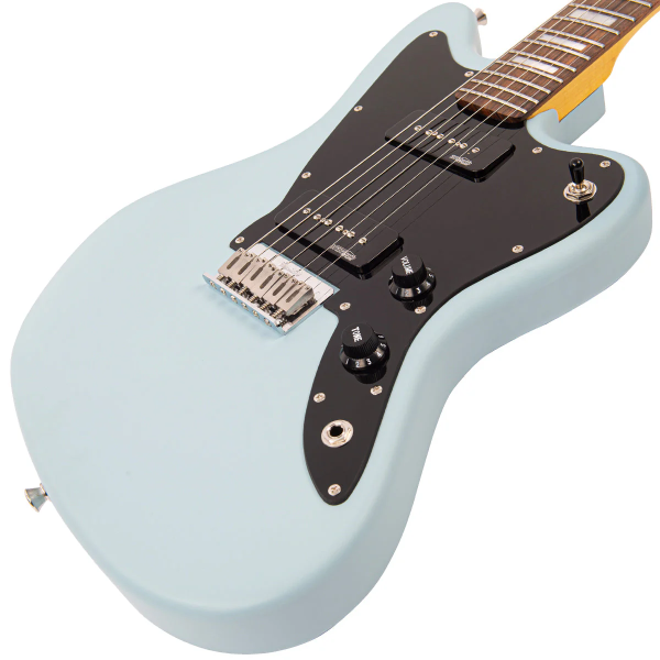 Guitarra Vintage Reissued V65HBL Jaguar Hardtail Satin Blue - Imagem 6