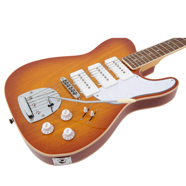 Guitarra Vintage Revo VRBT 72 BH Trio Tele Honeyburst - Imagem 9