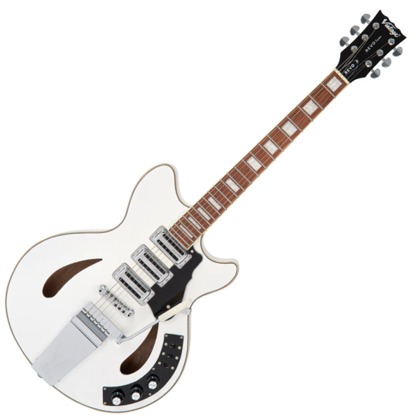 Guitarra Vintage Revo VRS 550 AW Custom Supreme Semi Acustic Arctic White - Imagem 3