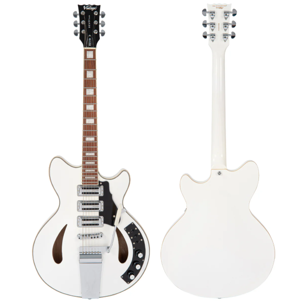 Guitarra Vintage Revo VRS 550 AW Custom Supreme Semi Acustic Arctic White - Imagem 8