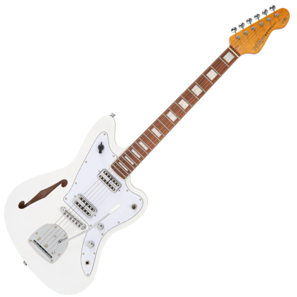 Guitarra Vintage Revo VRS 652 AW Surfmaster Thinline Twin Arctic White - Imagem 3