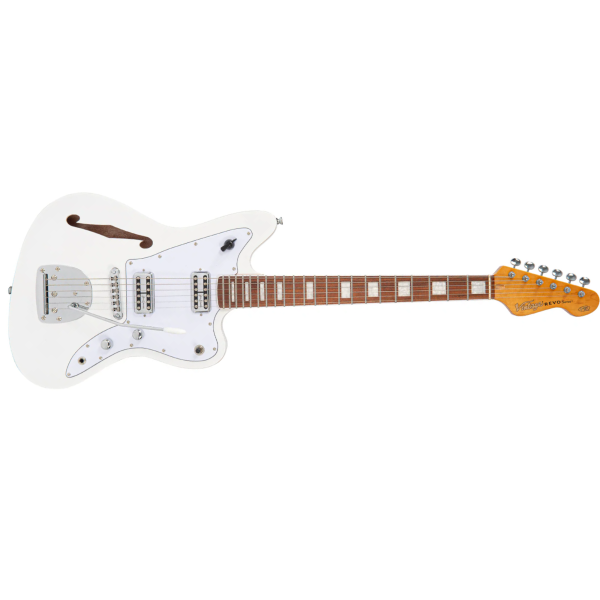 Guitarra Vintage Revo VRS 652 AW Surfmaster Thinline Twin Arctic White - Imagem 4