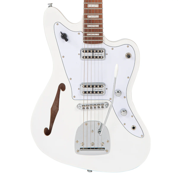 Guitarra Vintage Revo VRS 652 AW Surfmaster Thinline Twin Arctic White - Imagem 5