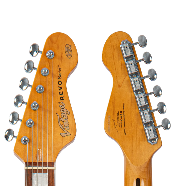 Guitarra Vintage Revo VRS 652 AW Surfmaster Thinline Twin Arctic White - Imagem 7