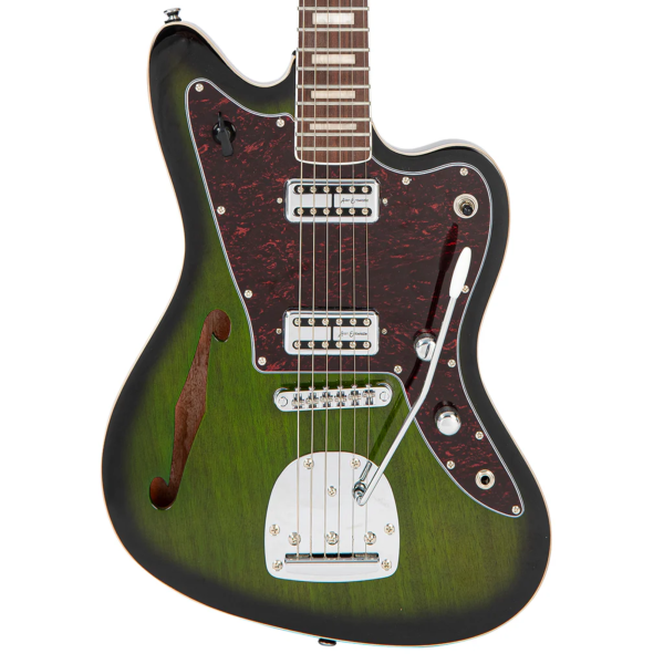 Guitarra Vintage Revo VRS 652 GB Surfmaster Thiline Twin Green Burst - Imagem 5
