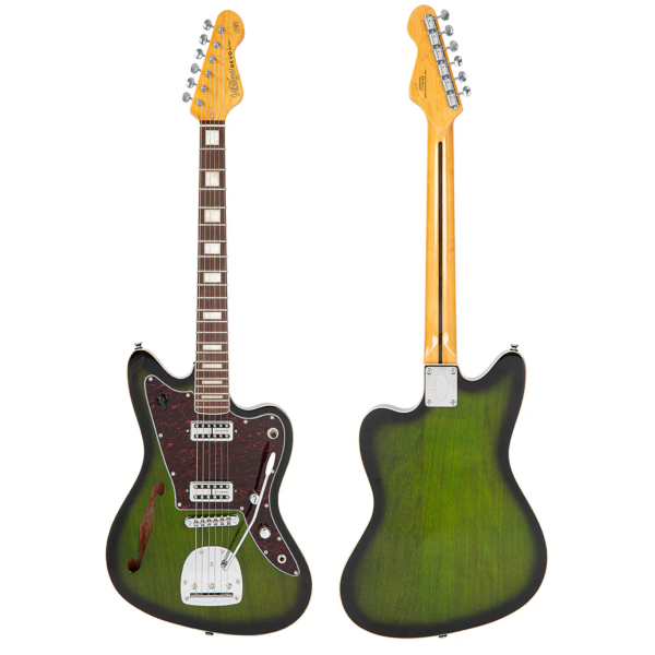 Guitarra Vintage Revo VRS 652 GB Surfmaster Thiline Twin Green Burst - Imagem 8