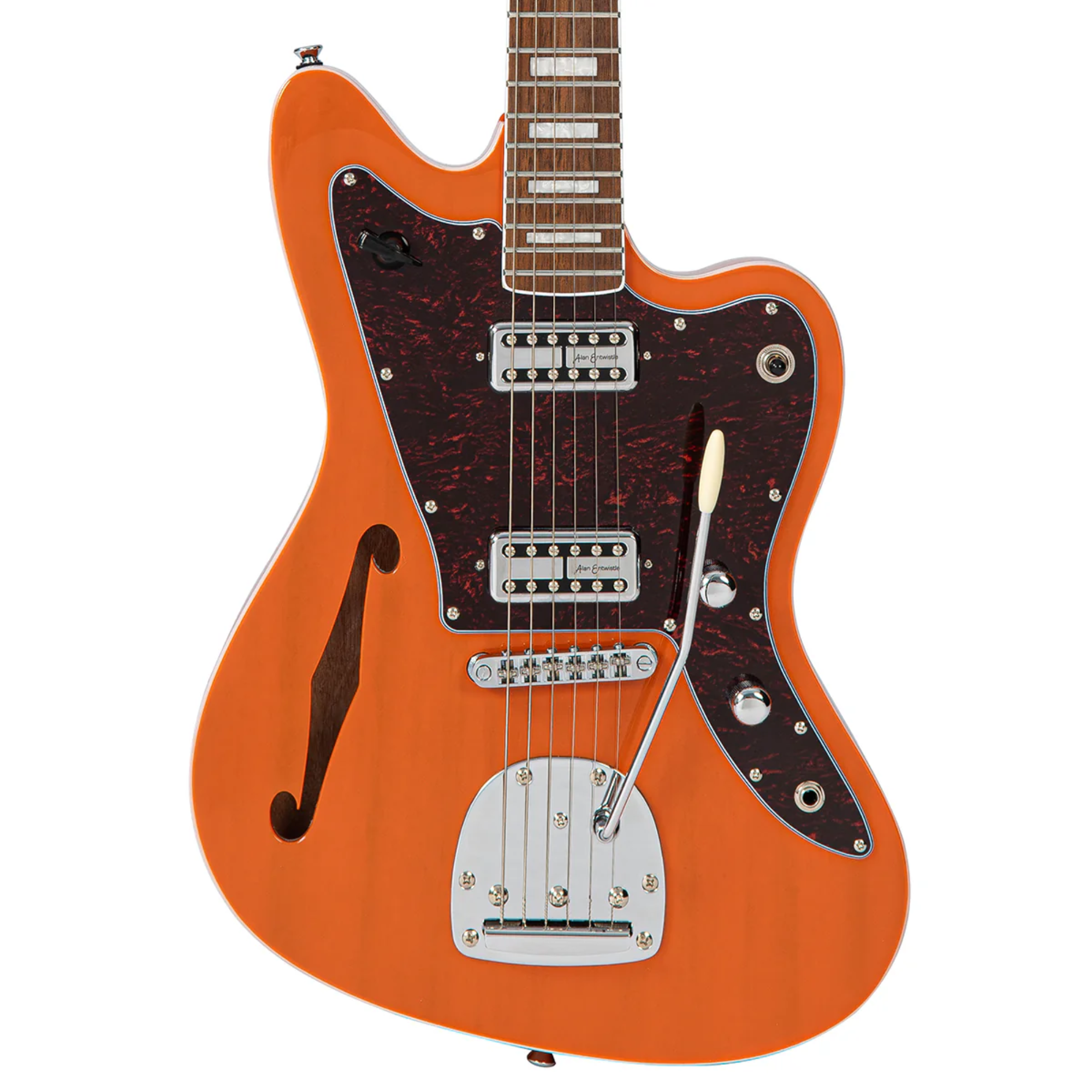 Guitarra Vintage Revo VRS 652 TO Surfmaster Thinline Twin Trans Orange - Imagem 5