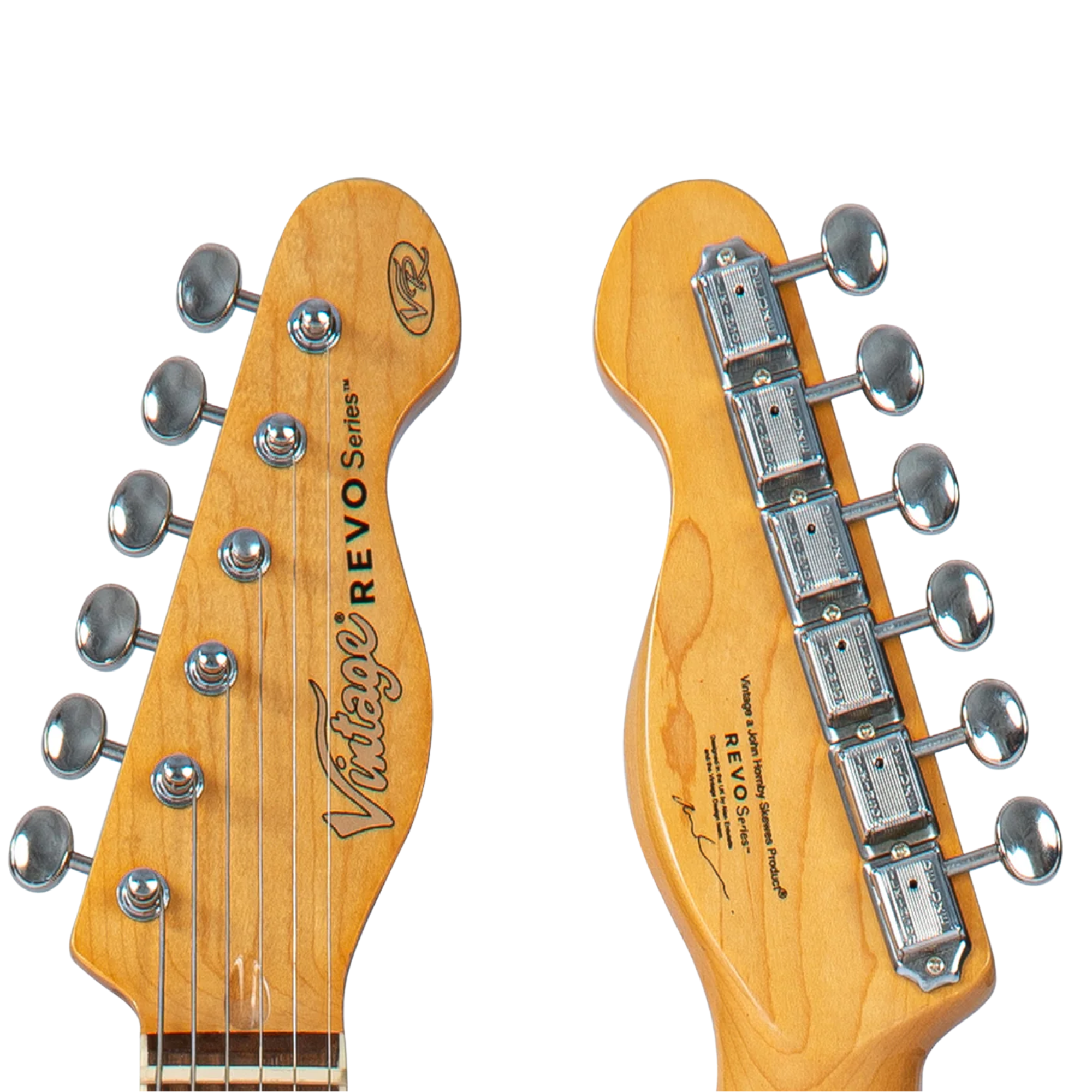 Guitarra Vintage Revo VRS 652 TO Surfmaster Thinline Twin Trans Orange - Imagem 7