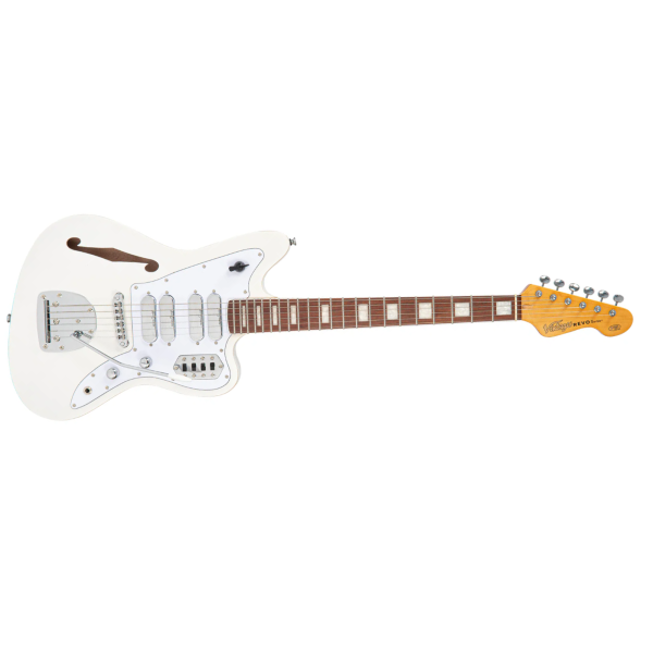 Guitarra Vintage Revo VRS 654 MW Surfmaster Quad-Met White - Imagem 4