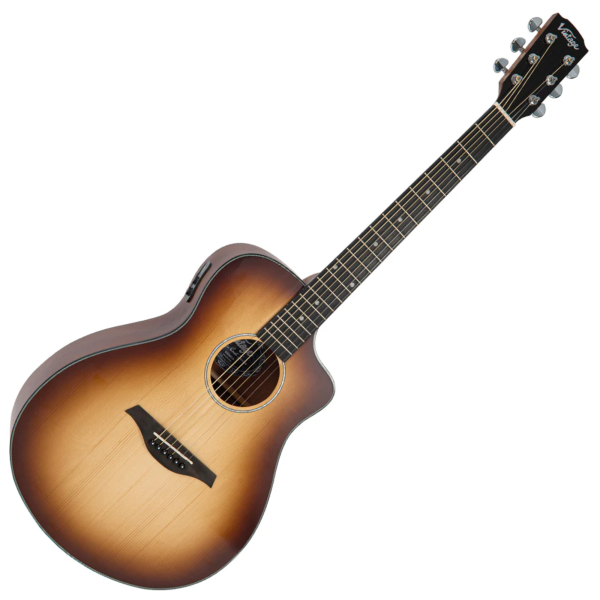 Violao Vintage Pacific Coast VEC 300 CA FolK EL AC Cappucino Burst - Imagem 2