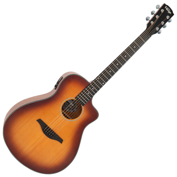 Violao Vintage VEC 300 C Pacific Coast B FolK EL AC Cherry Burst - Imagem 2