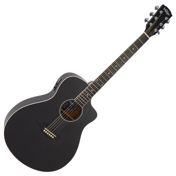 Violão Vintage Pacific Coast VEC 300 MB FolK EL AC Midnite Black - Imagem 5