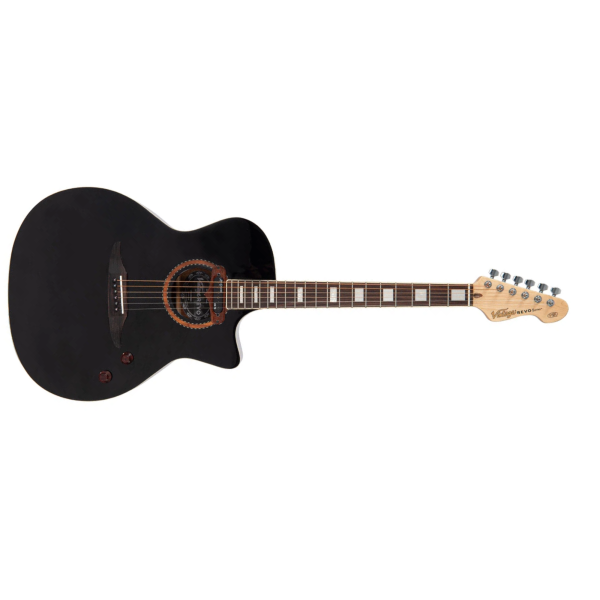 Violão Vintage VRE 900 BK Revo Elektra EL AC Black - Imagem 3
