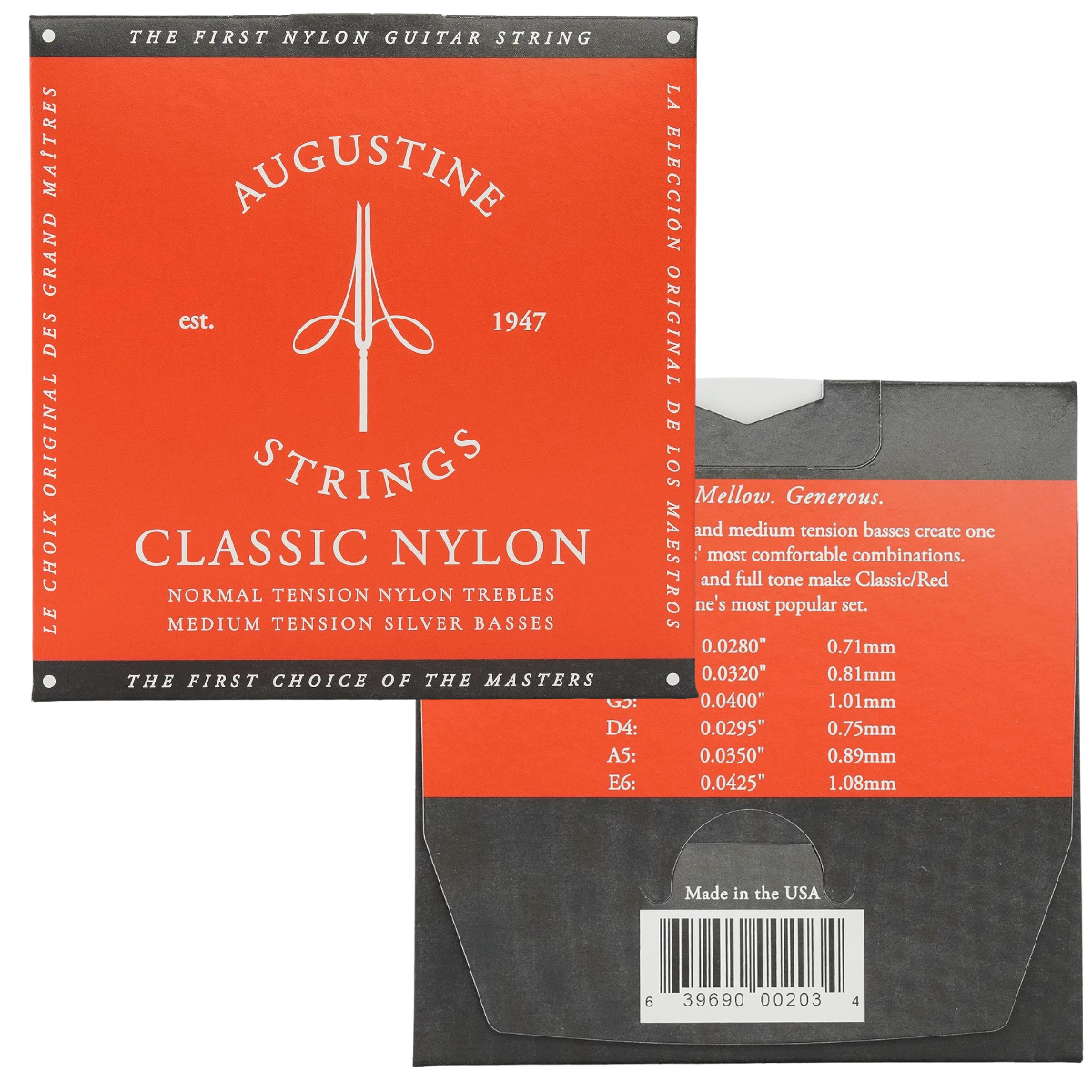 Encordoamento para Violão Augustine Classic Red Tensão média - Imagem 2