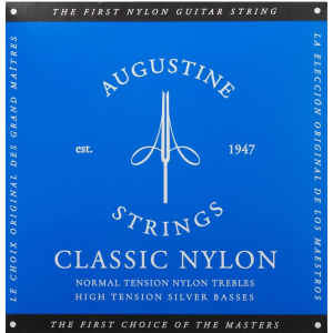 ENC.AUGUSTINE CLASSIC/BLUE NT NYLON TREBLES HT SILVER BASSES