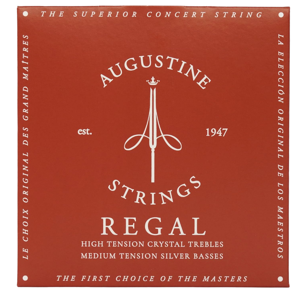 ENC.AUGUSTINE REGAL/RED HT NYLON TREBLES MT SILVER BASSES