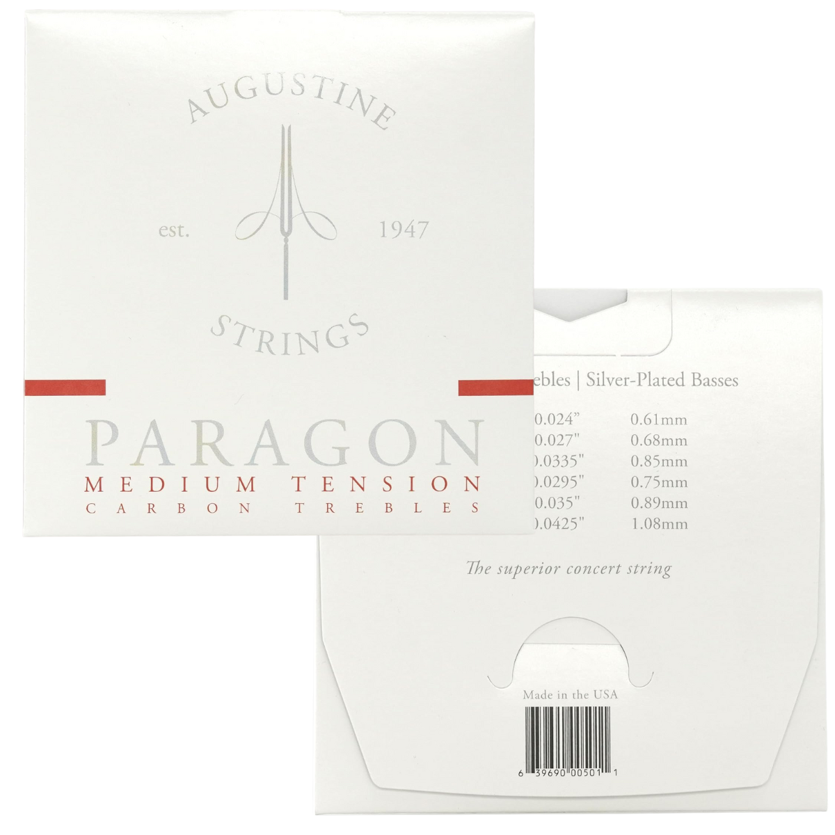 ENC.AUGUSTINE PARAGON RED MEDIUM TENSION CARBON TREBLES - Imagem 2