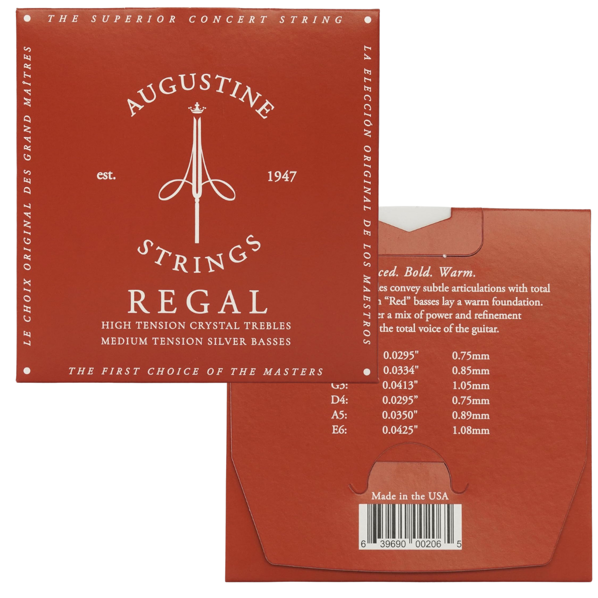 ENC.AUGUSTINE REGAL/RED HT NYLON TREBLES MT SILVER BASSES - Imagem 2